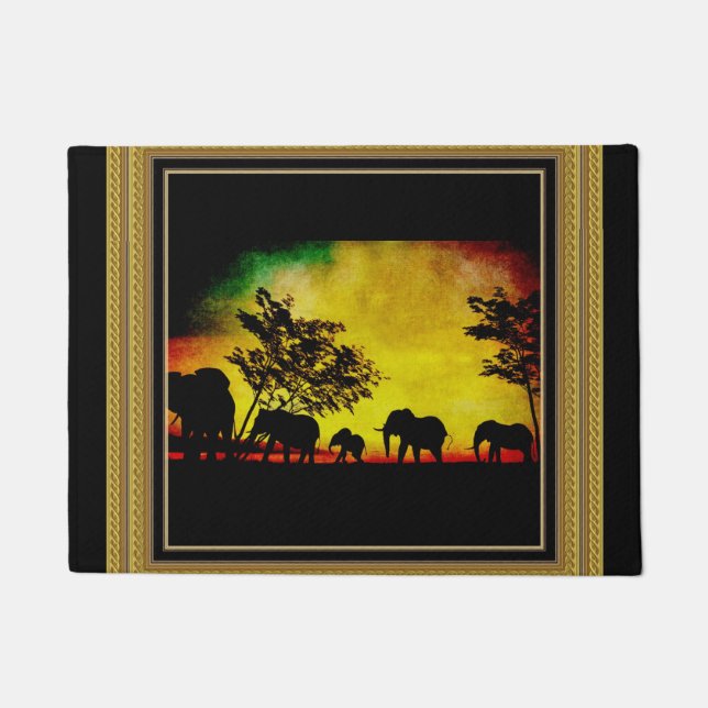 Elefanten Sunset Door Mat Fußmatte (Vorderseite)