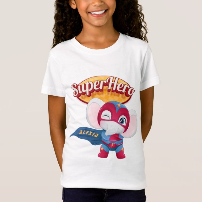 🦸 ‍ ♀️ Elefanten Superhelden Individuelle Name T-Shirt (Vorderseite)