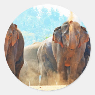 Elefanten Tiere Safari Schicksal Frieden Liebe Runder Aufkleber