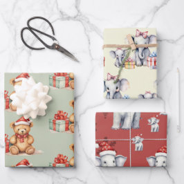 Elefanten und Bären zu Weihnachten Geschenkpapier Set