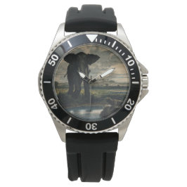 Elefanten und ein Panther in der indischen Wüste Armbanduhr