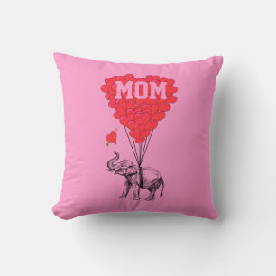Elefanten und Liebe Herz mit Mama-Text Kissen