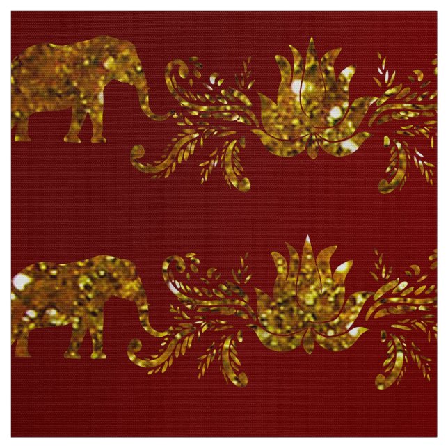 Elefanten und Lotus-Gewebe Stoff (Muster)