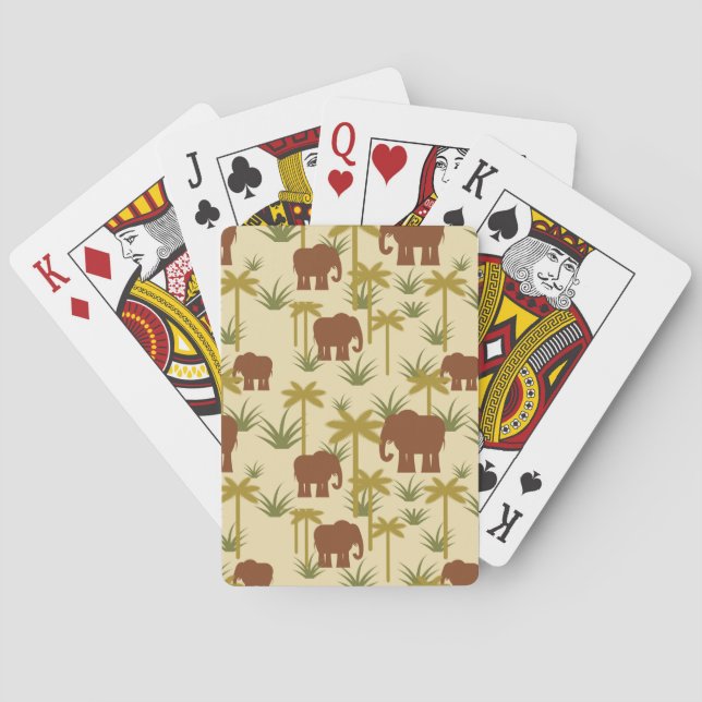 Elefanten und Palmen in Camouflage Spielkarten (Rückseite)