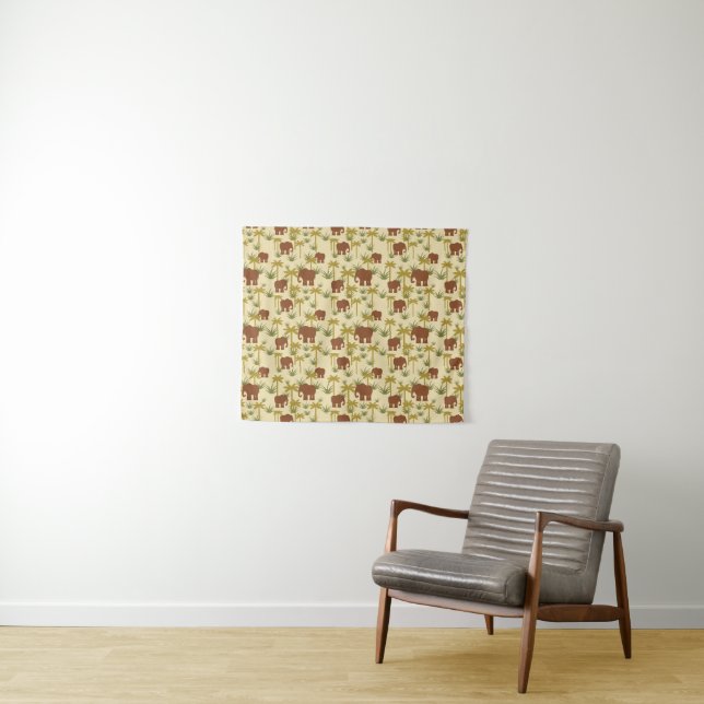 Elefanten und Palmen in der Tarnung Wandteppich (Beispiel (Horizontal))
