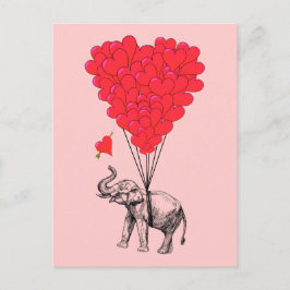 Elefanten und rote Herzblasen Postkarte