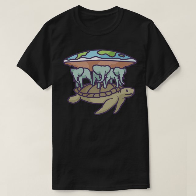 Elefanten und Schildkröten mit flacher Erde T-Shirt (Design vorne)