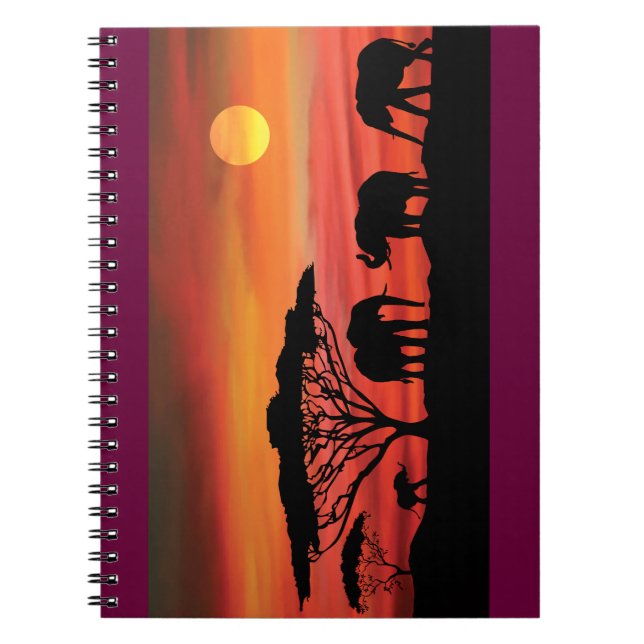 Elefanten-und-Sunset- Notizblock (Vorderseite)