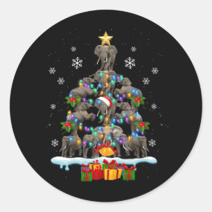 Elefanten Weihnachtsbaum Elephant Lover Tier wird Runder Aufkleber