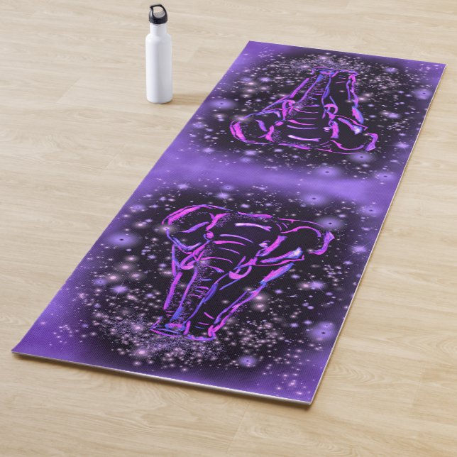 Elefanten Yoga Mat Walking bei Lila Sternen Nigh Yogamatte (Beispiel)