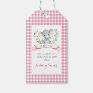 Elefantenbaby-Dusche Einladung Rosa Mädchen Geschenkanhänger
