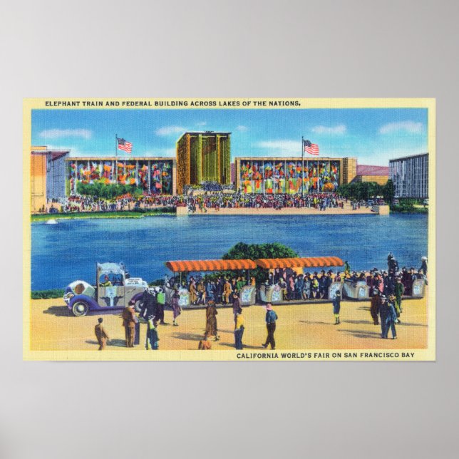 Elefantenbahn und Bundesstaatliche Bldg, CA World  Poster (Vorne)