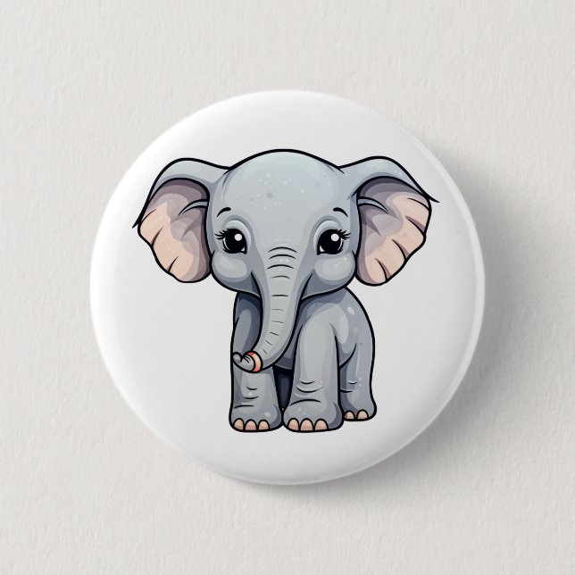 Elefantenbild des Cartoon Button (Vorderseite)