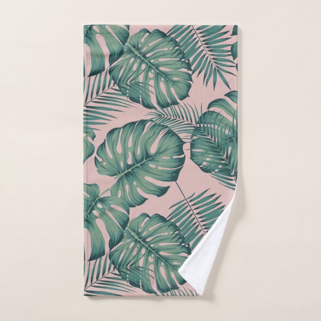Elefantenblattdruck rosa handtuch (Handtuch)