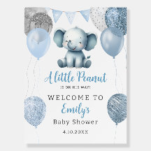Elefantenblaue Ballonjunge Babydusche Begrüßung