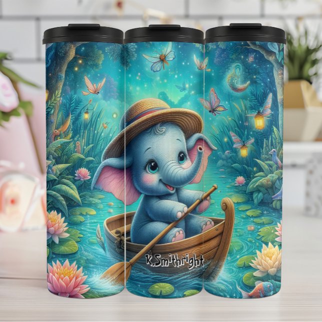 Elefantenboot im Lotus-Teich Thermosbecher (Von Creator hochgeladen)