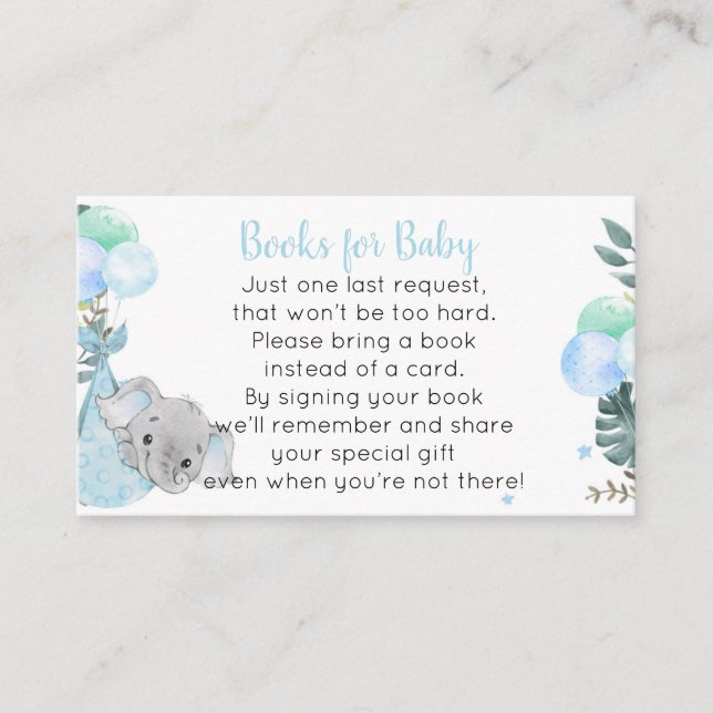 Elefantenbücher für Babykarten Visitenkarte (Vorderseite)