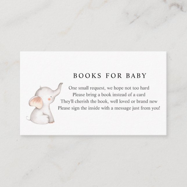 Elefantenbücher für Babysteckkarte Begleitkarte (Vorderseite)