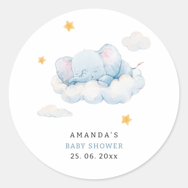 Elefantendusche, Babydusche Runder Aufkleber (Vorderseite)