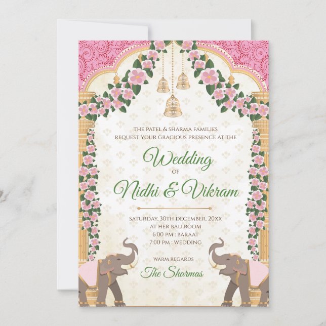 Elefanteneinladungen & Hindu-Hochzeiten Einladung (Vorderseite)