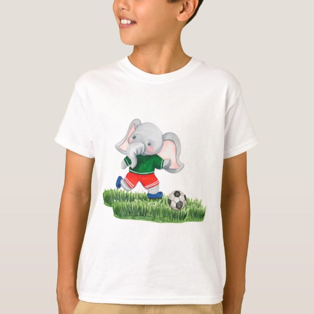 Elefantenfußballspieler Aquarellkomposition. T-Shirt (Vorderseite)