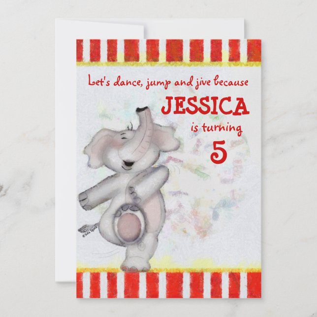 Elefantengeburt Einladung (Vorderseite)