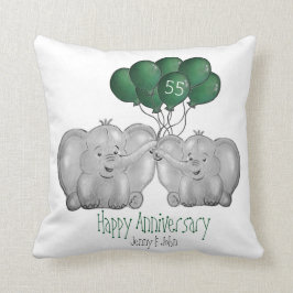 Elefantengeschenk zum 55. smaragdgrünen Hochzeitst Kissen
