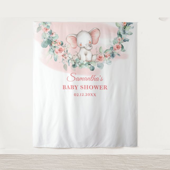 Elefantenjunge Eukalyptuskranke Wandteppich (Vorderseite)