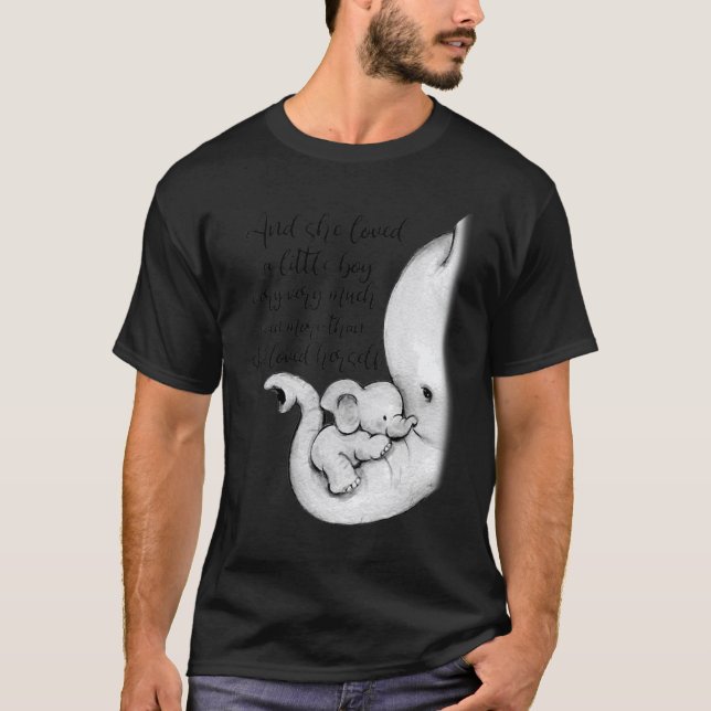 Elefantenjunge Mama und sie lieben einen kleinen J T-Shirt (Vorderseite)