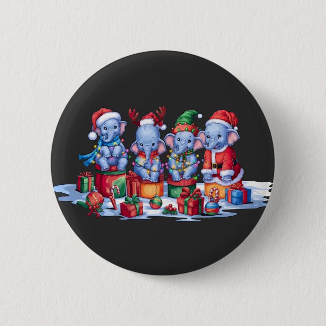 Elefantenjunge Weihnachtsmannmütze für Elf Weihnac Button (Vorderseite)