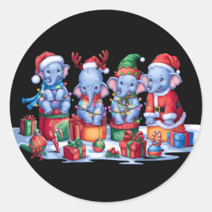Elefantenjunge Weihnachtsmannmütze für Elf Weihnac Runder Aufkleber