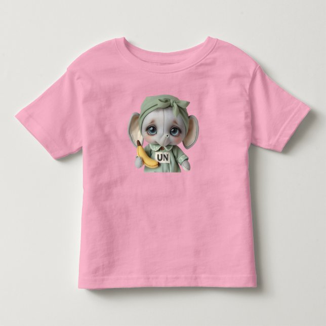 Elefantenkalf mit Banane Kleinkind T-shirt (Vorderseite)