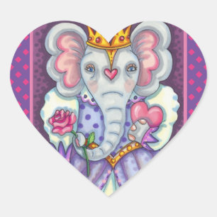 ELEFANTENKÖNIGIN DER HERZEN UND ROSEN ROYAL VALENT Herz-Aufkleber