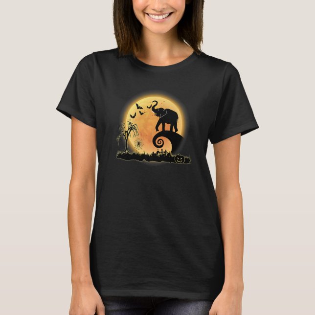 Elefantenkostüm Beängstigend- und MondHalloween T-Shirt (Vorderseite)