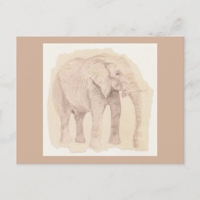 Elefantenkunstskizze Postkarte (Vorderseite)