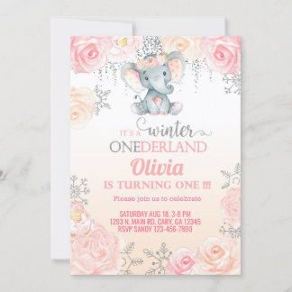Elefantenmädchen zum ersten Geburtstag einladen. e Einladung