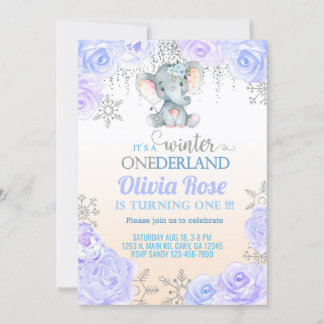 Elefantenmädchen zum ersten Geburtstag einladen. e Einladung