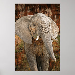 Elefantenmalerei afrikanischer Kunst von enormer G Poster