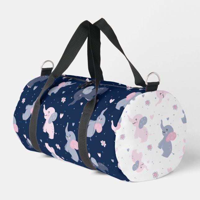 Elefantenmuster aus niedlichem Cartoon Duffle Bag (Linke Seite)