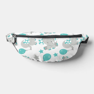 Elefantenmuster, Niedliche Elefanten - Blau grau Bauchtasche