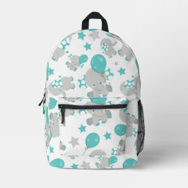 Elefantenmuster, Niedliche Elefanten - Blau grau Bedruckter Rucksack