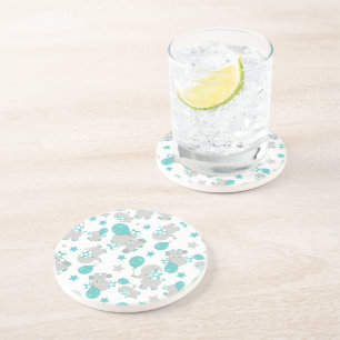 Elefantenmuster, Niedliche Elefanten - Blau grau Getränkeuntersetzer