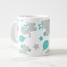 Elefantenmuster, Niedliche Elefanten - Blau grau Jumbo-Tasse