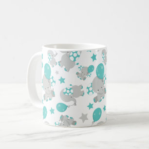 Elefantenmuster, Niedliche Elefanten - Blau grau Kaffeetasse