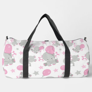 Elefantenmuster, Niedliche Elefanten - rosa grau Duffle Bag