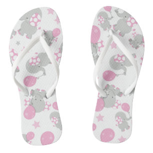 Elefantenmuster, Niedliche Elefanten - rosa grau Flip Flops