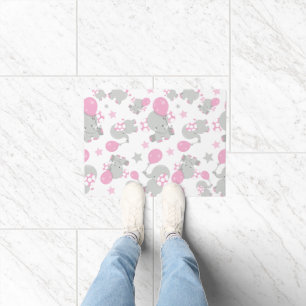 Elefantenmuster, Niedliche Elefanten - rosa grau Fußmatte