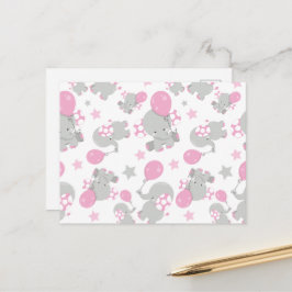 Elefantenmuster, Niedliche Elefanten - rosa grau Postkarte