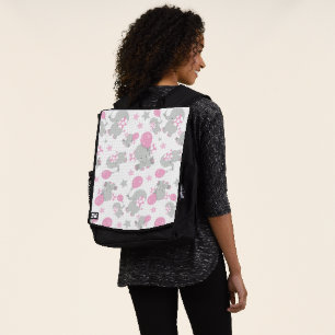 Elefantenmuster, Niedliche Elefanten - rosa grau Rucksack