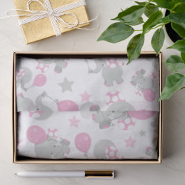 Elefantenmuster, Niedliche Elefanten - rosa grau Seidenpapier